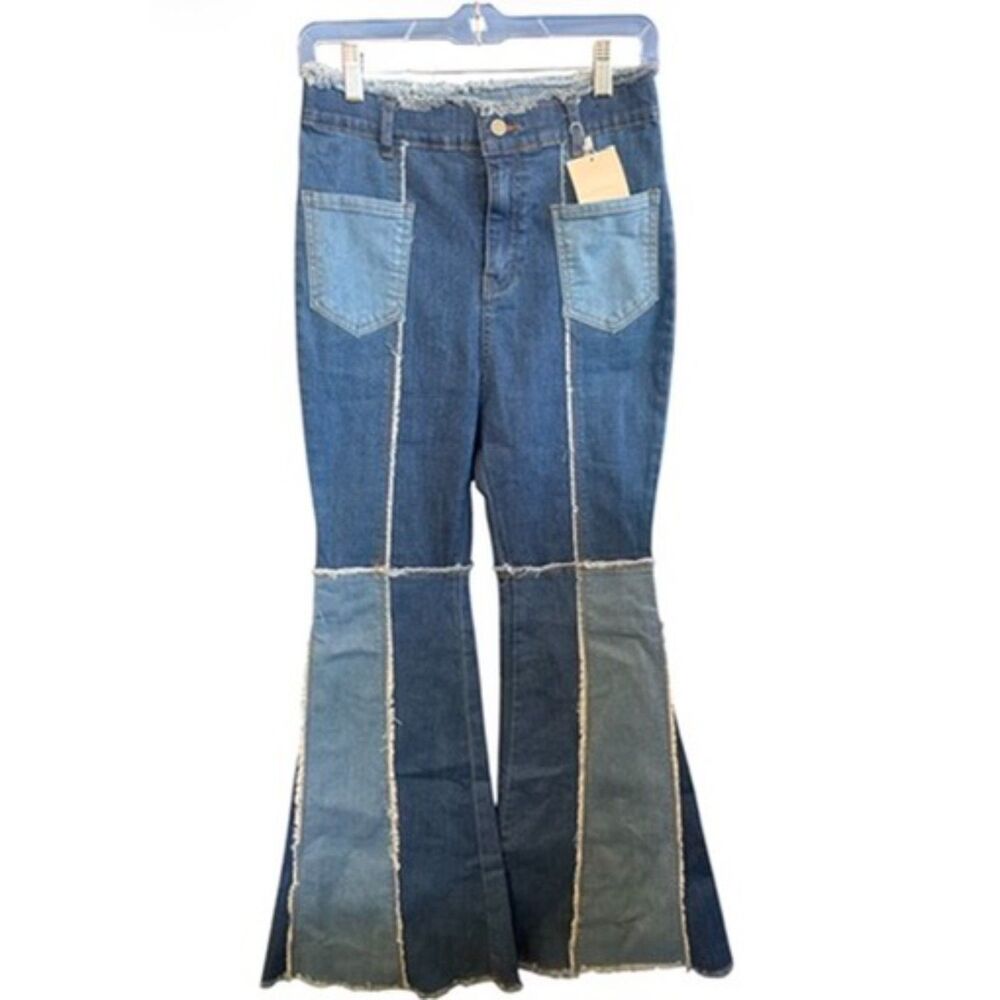 La Bijou Patch Work Flare Jeans Size Medium NWT